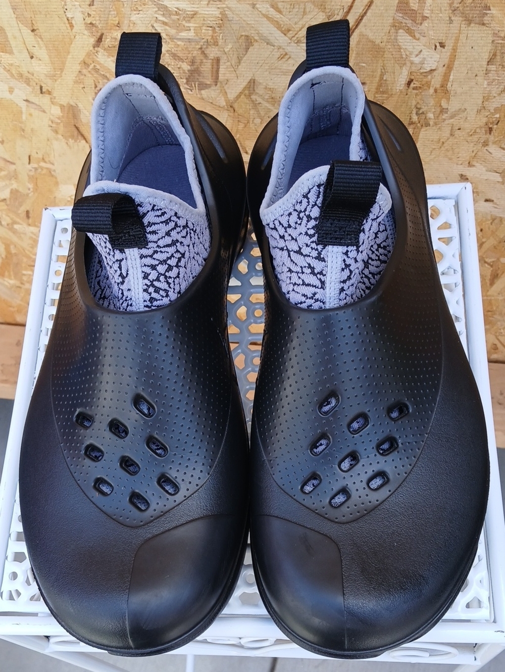 Jordan Men's Black Slip-On Sandal with Grey Knit Collar